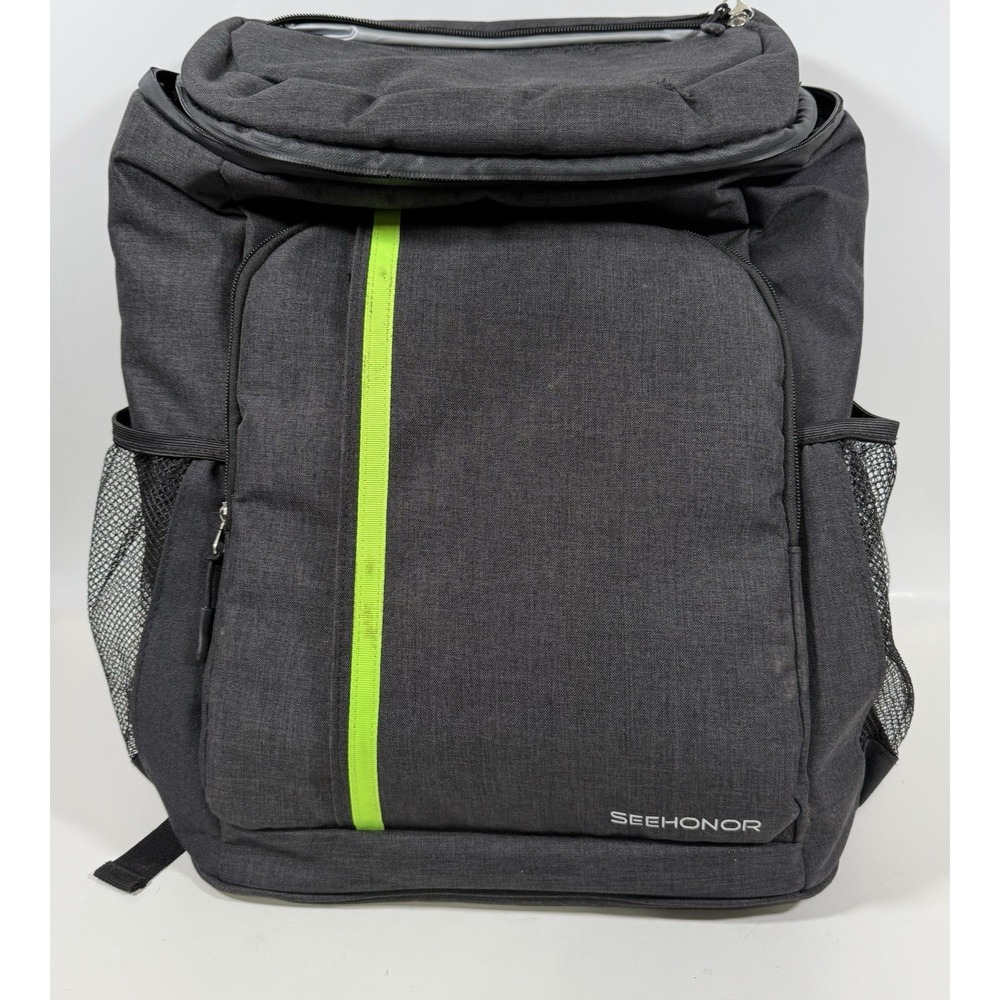 SEEHONOR Insulated Cooler Backpack Large Gray Neon Green Hiking Picnic